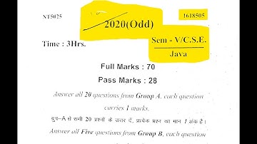 CSE 5th sem, 2020 java question paper diploma,polytechnic , sbte bihar board , java questionbank com