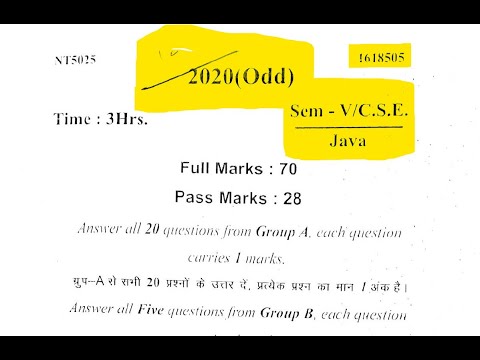 CSE 5th sem, 2020 java question paper diploma,polytechnic , sbte bihar board , java questionbank com
