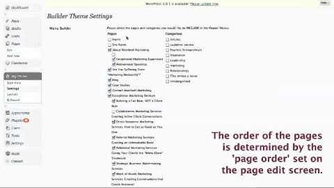 Video Tutorial: Adding a page to WordPress Navigation v2.9 Builder Theme