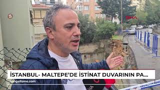 İstanbul- Maltepede Istinat Duvarının Park Halindeki 3 Aracın Üzerine Çöktüğü Anlar Kamerada