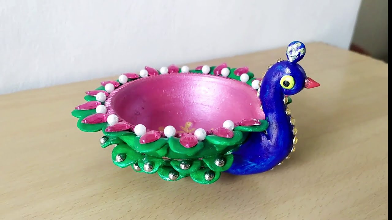 Diya Decoration Ideas For Diwali | Beautiful Peacock Diya | Diwali Craft | Easy Diya Decoration