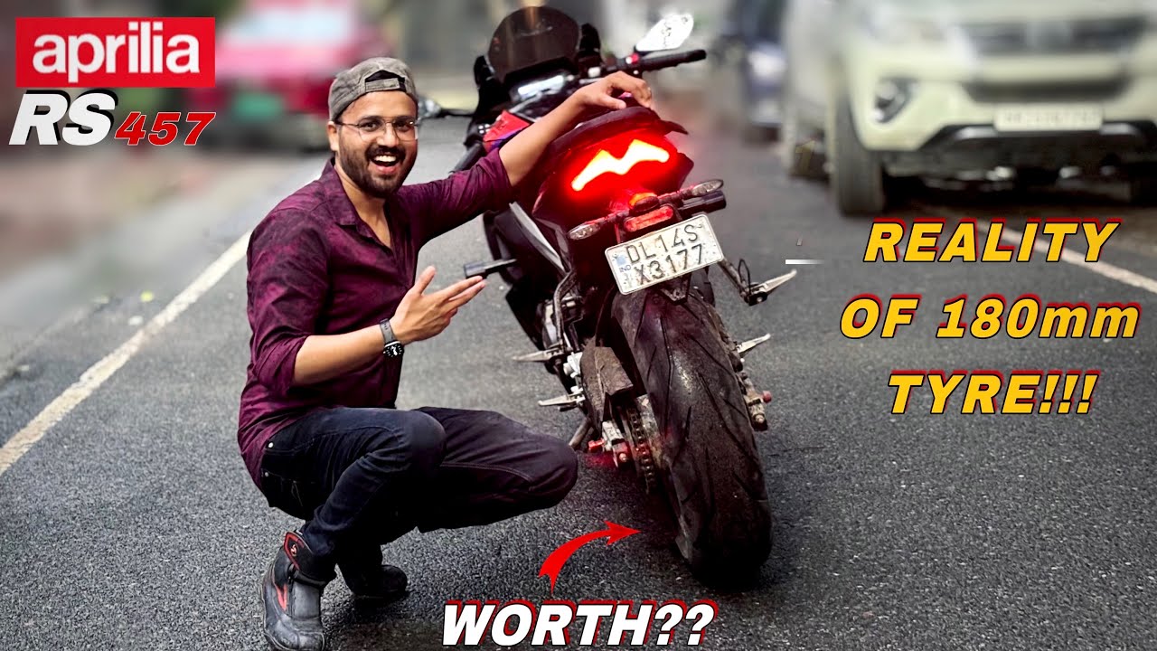 Review Of 180 mm Tyre On Aprilia RS457⚡️Pros & Cons⚡️Should You Install 180mm tyre in Aprilia RS457?