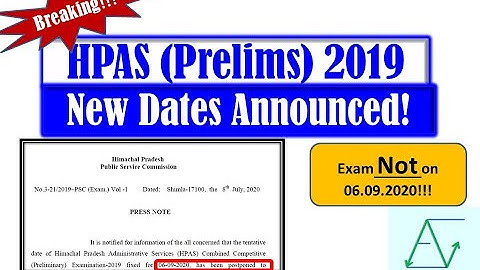 HPAS (Prelims) 2019 new dates announced!!! | HPPSC Notification 08.07.2020 | ExamNation