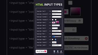 HTML input types for beginners #coding #computerscience #ai #html #javascript #python #viral