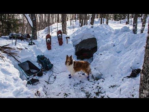 overnight-winter-camping-in-a-quinzee
