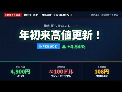 【INPEX(1605)】権利日が過ぎても上がり続ける理由とは？世界情勢とエネルギー株を徹底解説