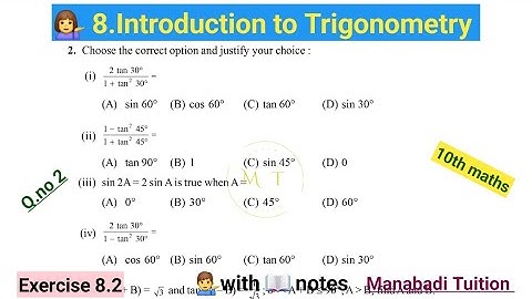 10th class math| Chapter 8| Introduction to trigonometry| Exercise 8.2 |Q no 2|CBSE|NCERT|with notes
