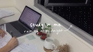 midnight study with me | real time, no music, real rain (1 hour)