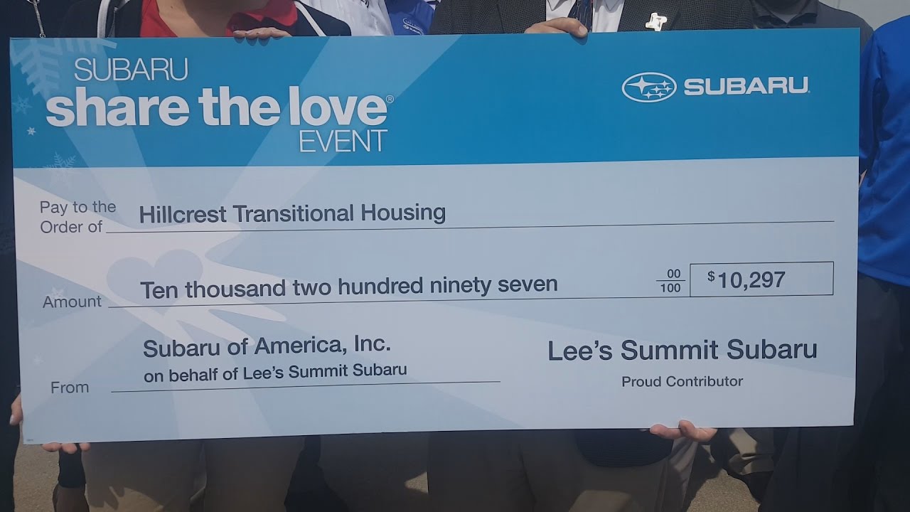 Lee’S Summit Subaru >> Lee S Summit Subaru Presenting Hillcrest Transitional Housing Check Lee’S Summit Subaru >> Lee S Summit Subaru Presenting Hillcrest Transitional Housing Check