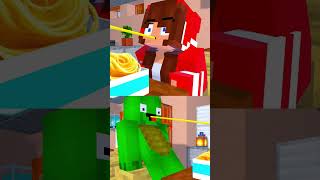 POV JJ Sister and Mikey take a Single Noodle - MAIZEN Funny Animation #minecraft #shorts