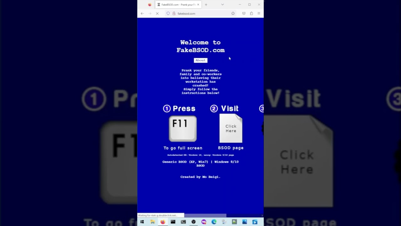 Fake BSOD (blue screen of death) prank website! 