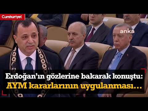 Zühtü Arslan Erdoğan'ın gözlerine bakarak konuştu: AYM kararlarının uygulanması zorunluluktur...