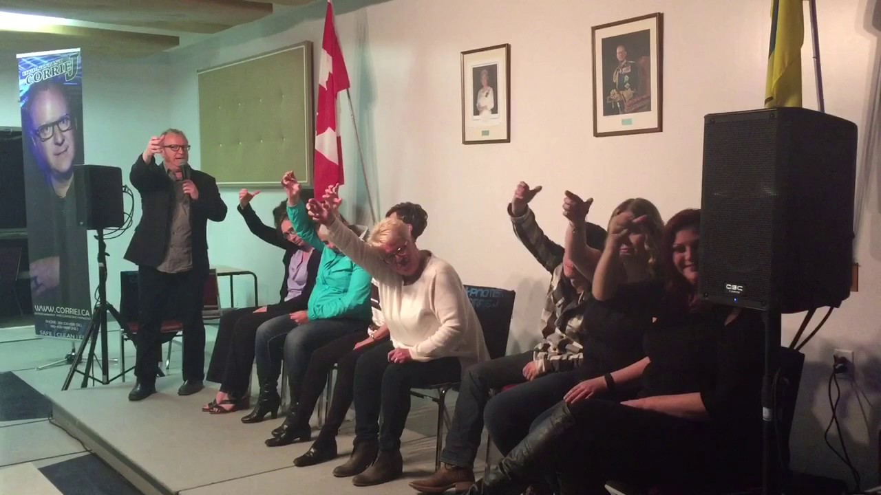 Corrie J hypnotist giving a shout out to Saskatoon Elite Bartending