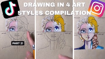 DRAWING ELSA IN 4 DIFFERENT ART STYLES! PART 1 - 4✨