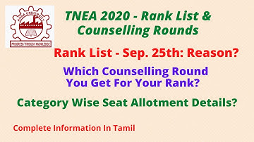 TNEA 2020 |Rank List & Counselling Details |Which Counselling Round For Your Rank? |Details In Tamil