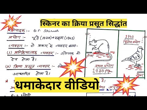 स्किनर का क्रिया प्रसूत सिद्धांत||धमाकेदार वीडियो