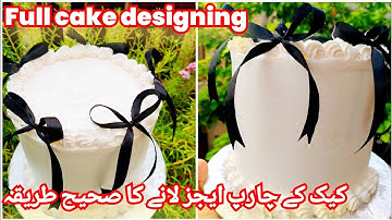 full cake decoration tutorial/How to make sharp edges in cake | How to make perfect cake icing.