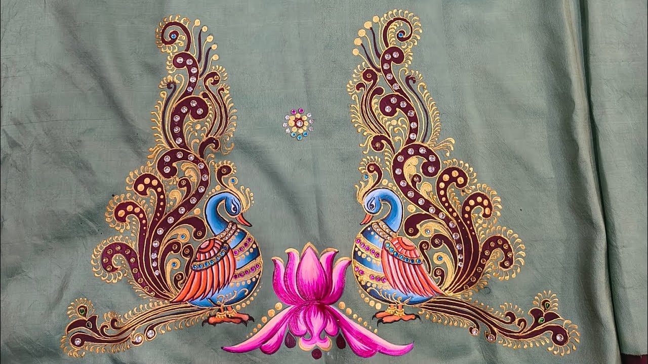 Tanjore style painting on a halfskirt || Fabric Painting-152 || JLPraphulla 