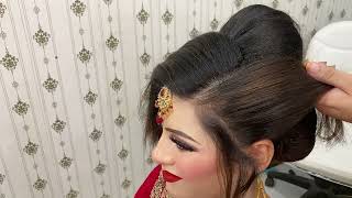 Hair style for barat makeup look,, jura hair do by faiza azhar Anayasalon4