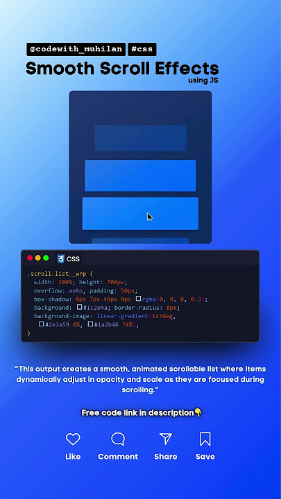 Smooth Scroll Effect #codewith_muhilan #css #coding #scrollbar