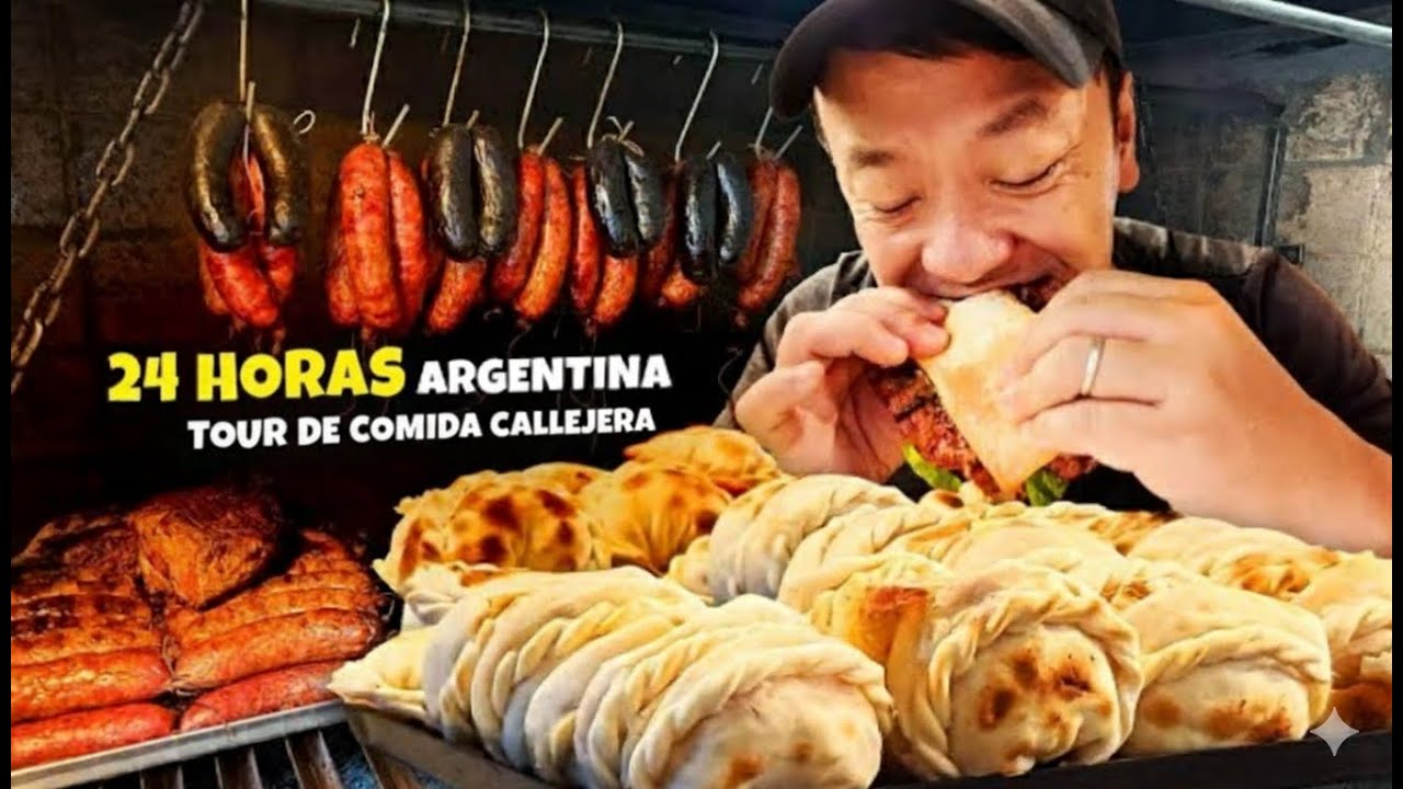 24 Horas Comiendo en el Mejor Mercado Callejero de Argentina – ¡Bife que se Corta con Cuchara!
