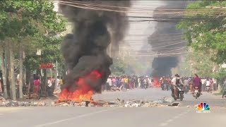 More Than 100 People Killed Protesting Against Myanmar Coup | NBC Nightly News screenshot 5