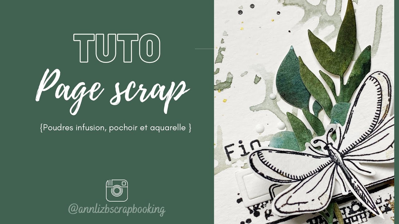 Tuto page : utilisation du pochoir en tampon avec poudre infusion et aquarelle