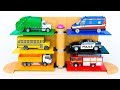 Fun kidss  toy vehicles parking  police car school bus garbage truck