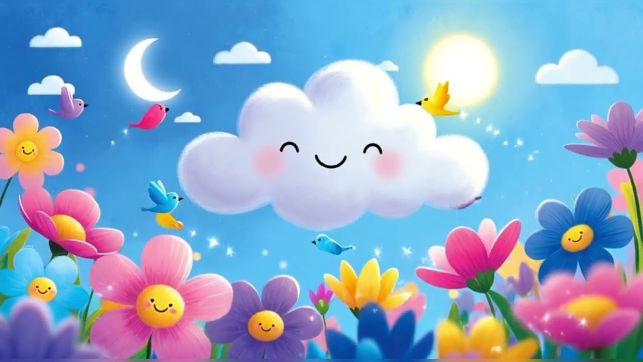 The Happy Little Cloud ☁️ | Cute Kids Song 🌈 | Bedtime & Nursery Rhyme