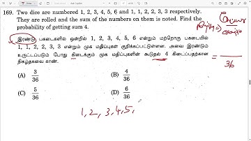Two dice are numbered 1, 2, 3, 4, 5, 6 and 1, 1, 2, 2, 3, 3 respectively.They are rolled and the sum