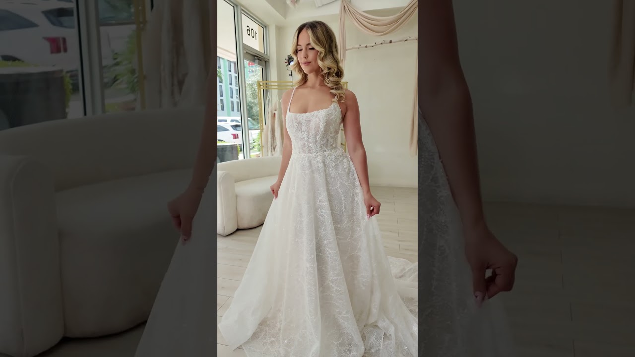 SOFT LACE WEDDING DRESS A-LINE SQUARE NECKLINE BOHO 