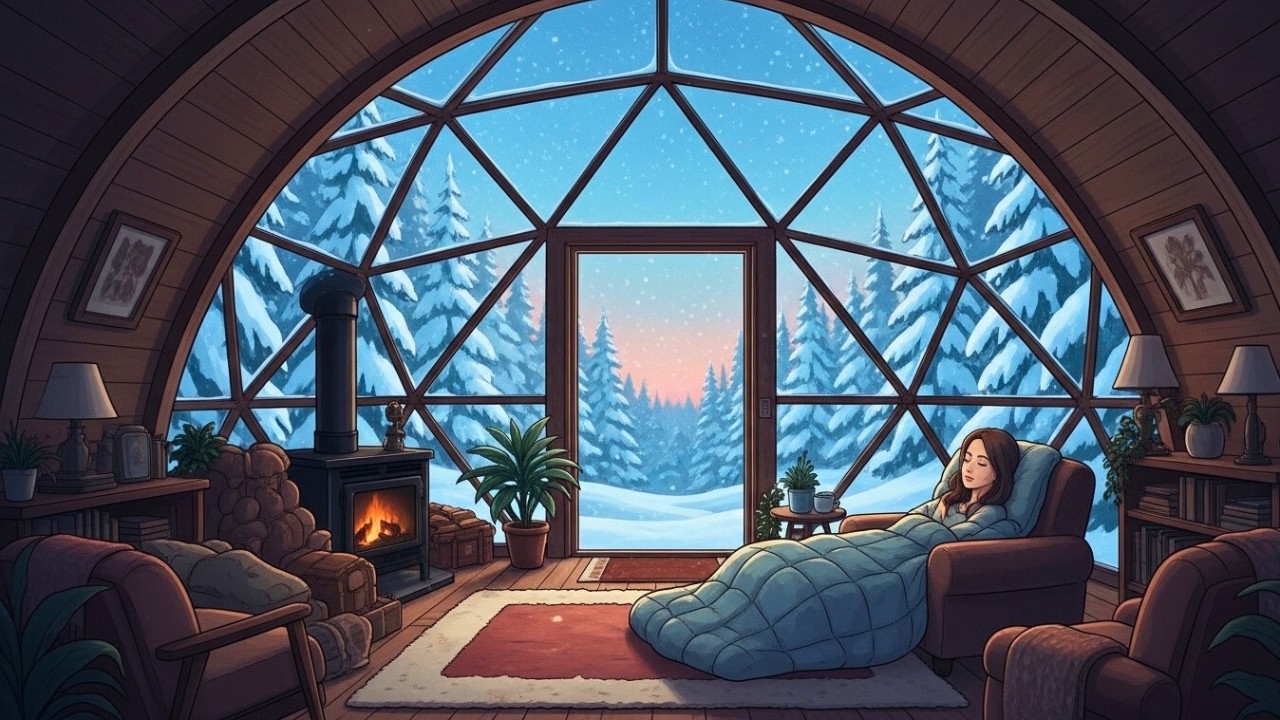 Rainy Day Routine in a Cozy Glass Cabin ☔ Fireplace, Store Walk & Warm Cooking