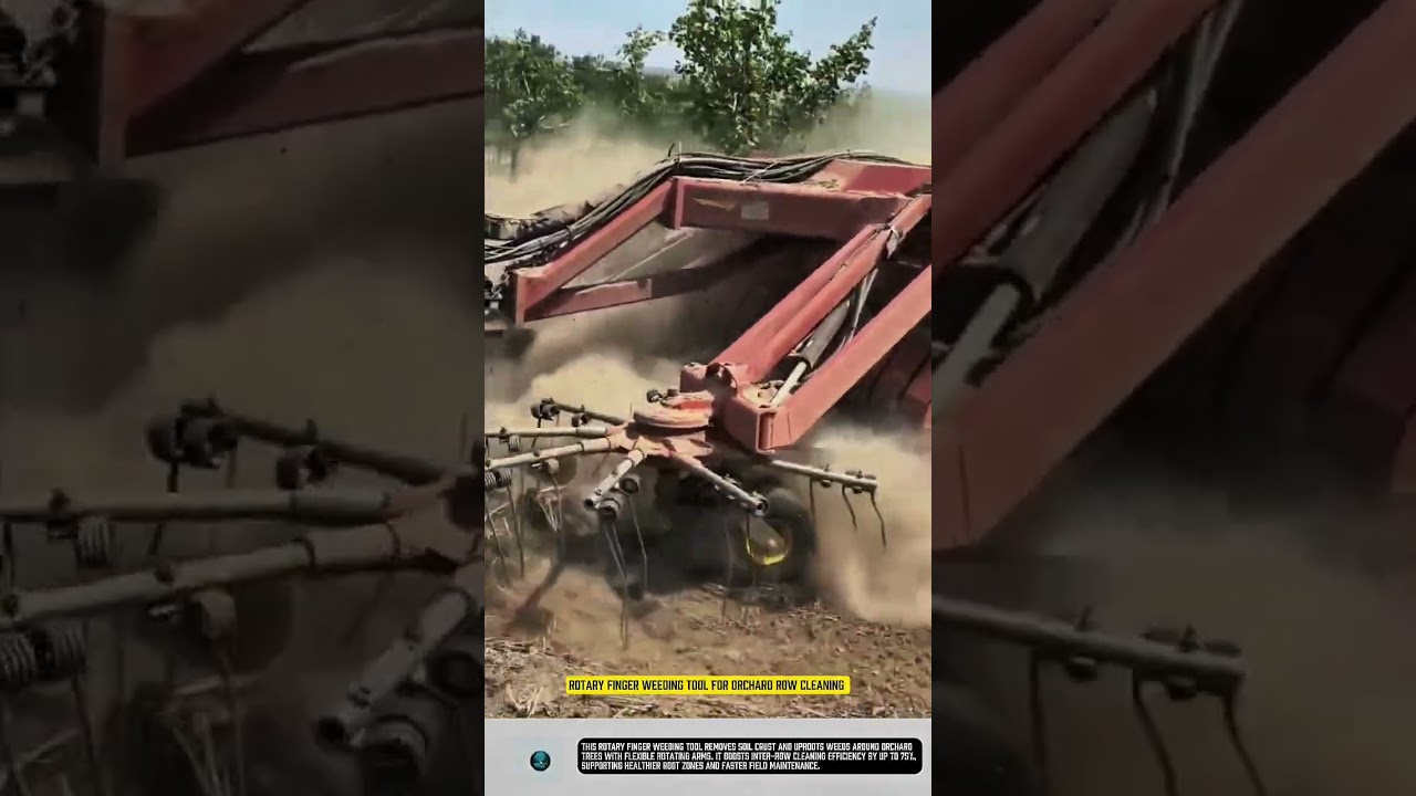 Rotary finger weeding tool for orchard row cleaning 