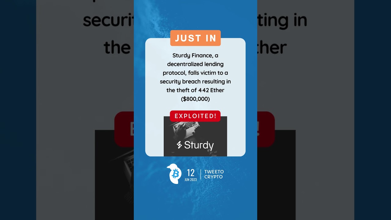 Sturdy Finance hit by breach: 442 Ether ($800,000) drained in attack