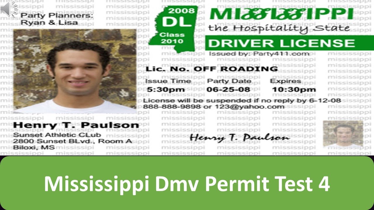 Mississippi DMV Permit Test 4 YouTube