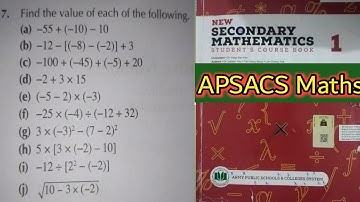 APSACS Maths Ex 2C| class 6th Question #7Complete| New Secondary Mathematics book 1