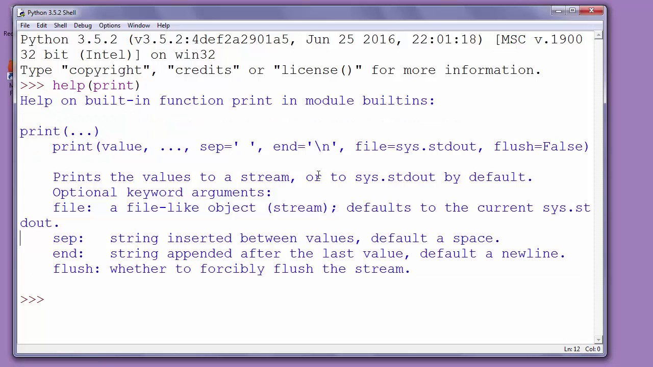 Playful møbel meget fint How to use help in Python's shell function - Example ( help() in Python 3)  - YouTube