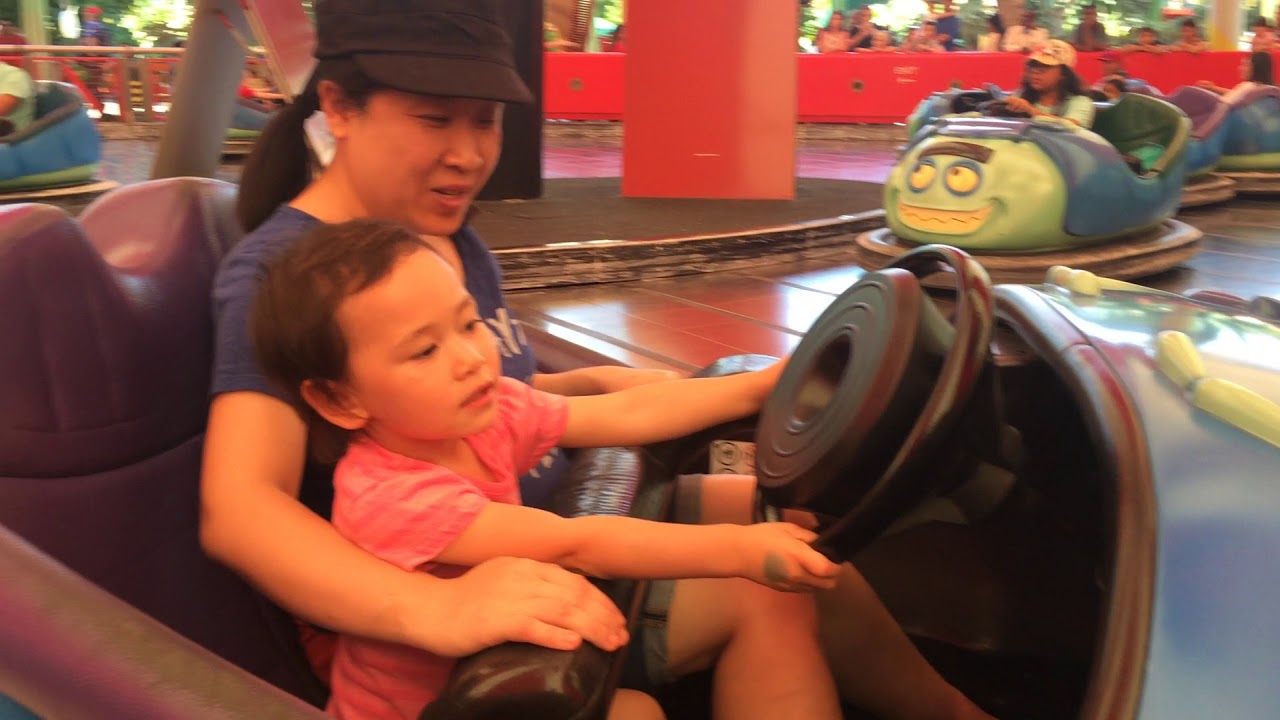 Mommy and Zoey on the Disneyland bumper cars YouTube