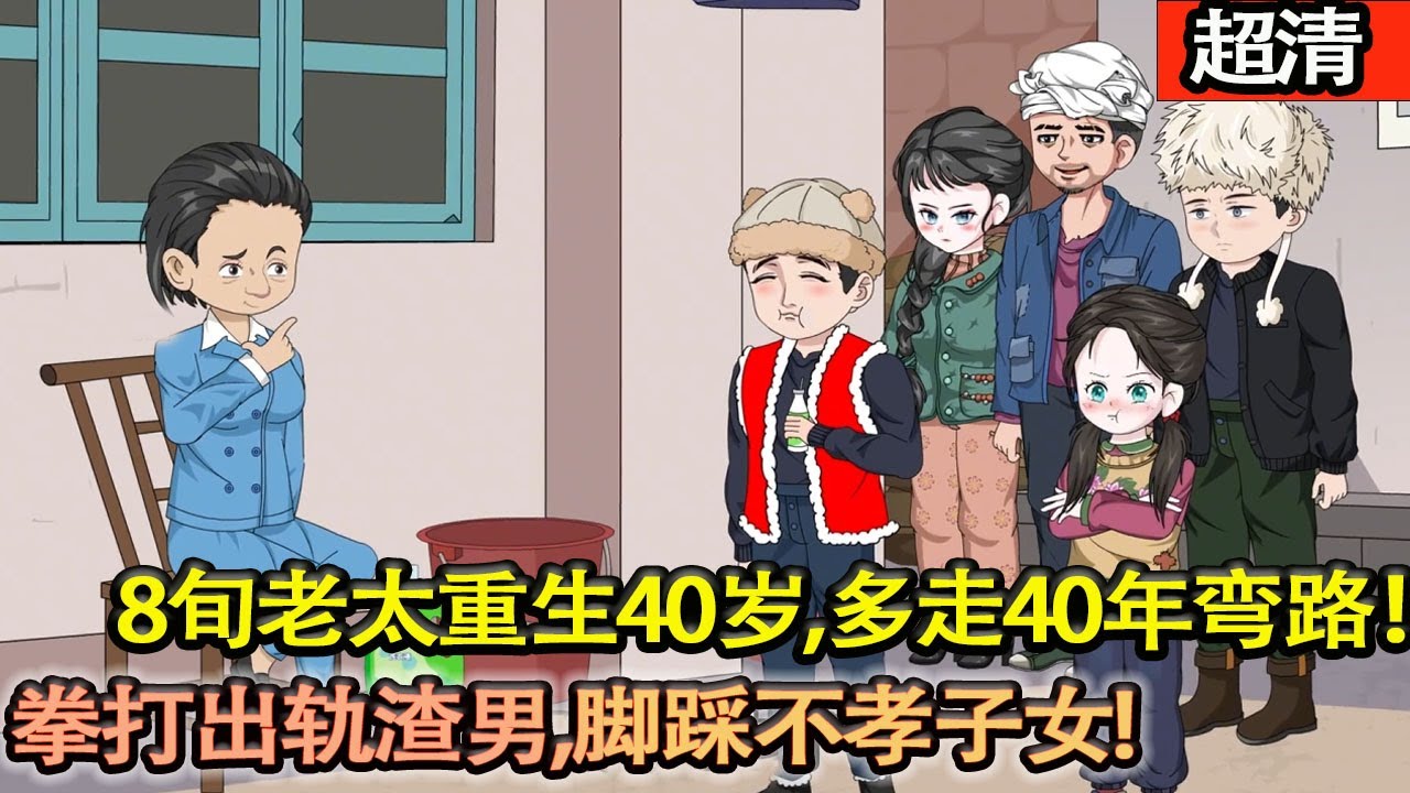 沙雕動畫【8旬老太重生40歲，多走40年彎路！重生第一件事就是拳打出軌渣男，腳踩不孝子女，給不孝子女立規矩！】#乖仔动画