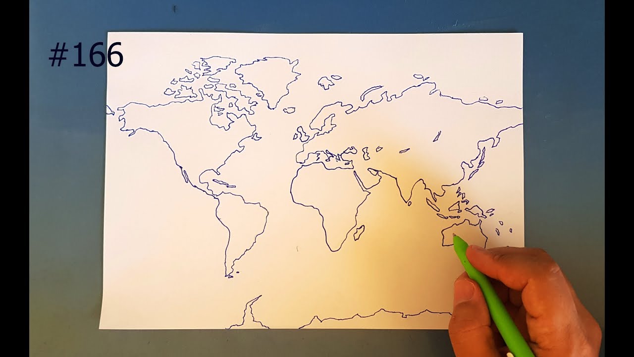 World Map Drawing Dunya Haritasi Kitalari Cizimi 1 166 Youtube