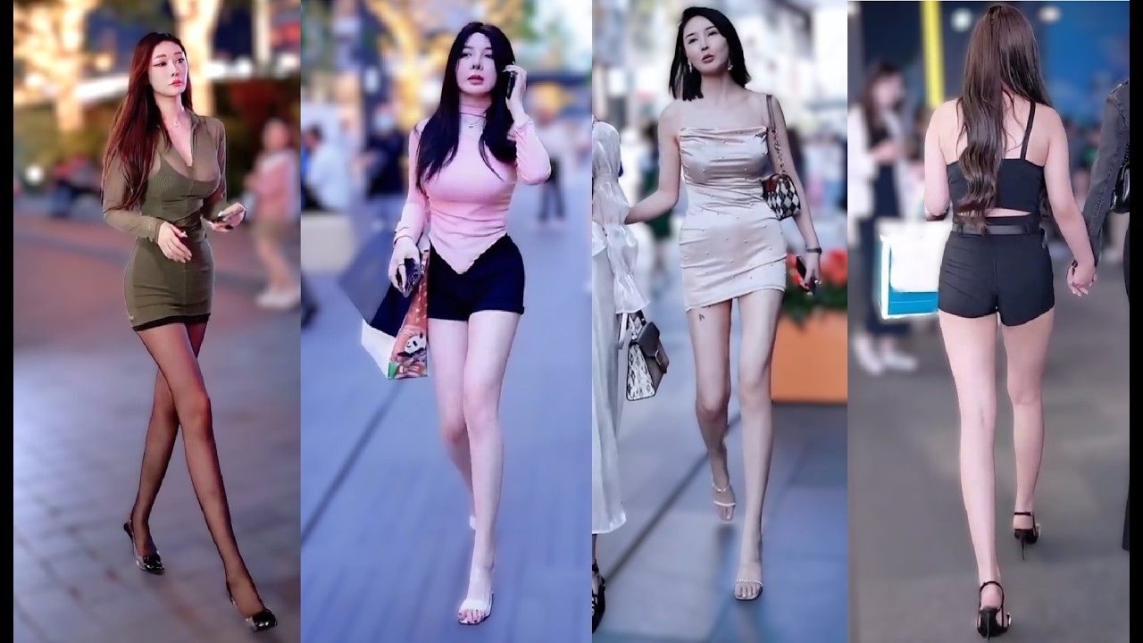 Китайская уличная красавица-модель в модном образе #32 