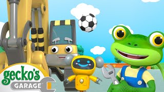 Eric the Excavator Plays Some Soccer ⚽| Gecko's Garage 3D | Learning Videos for Kids