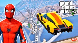 Homem Aranha e Peds Desafio comna Mega Rampa Super CARROS  com Hélices! GTA V Mods