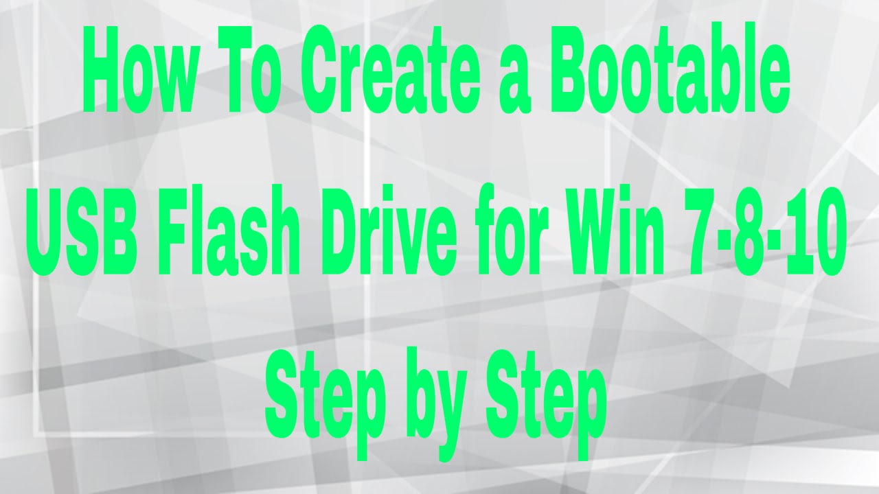 How to create a bootable USB fash drive for Win 7-8-10 Step By Step Its ...