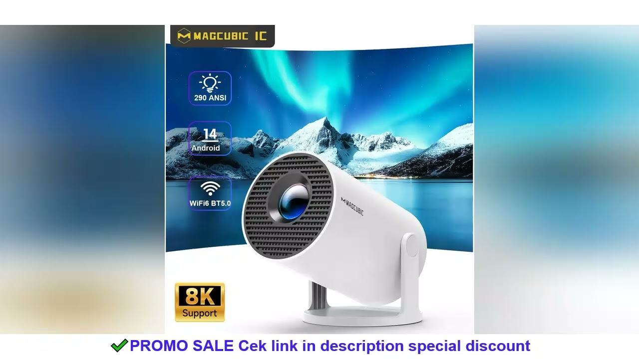 Magcubic Projector HY300 Pro 8K Android 14 Dual Wifi6 290ANSI Allwinner H726 BT5.4 1080P 1280*720P H
