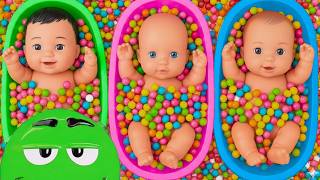 4 Minutes Satisfying with Full of 3 Rainbow BathTubs Candy with M&M's & Magic Slime Cutting Video 29