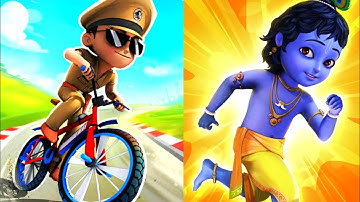 Little Singham Cycle Race Vs Little Krishna (IOS Android) Mobile Runner Game Playing | Wait For End