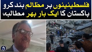 Caretaker FM Jalil Abbas Jilani gives clear statement regarding Palestine - Aaj News