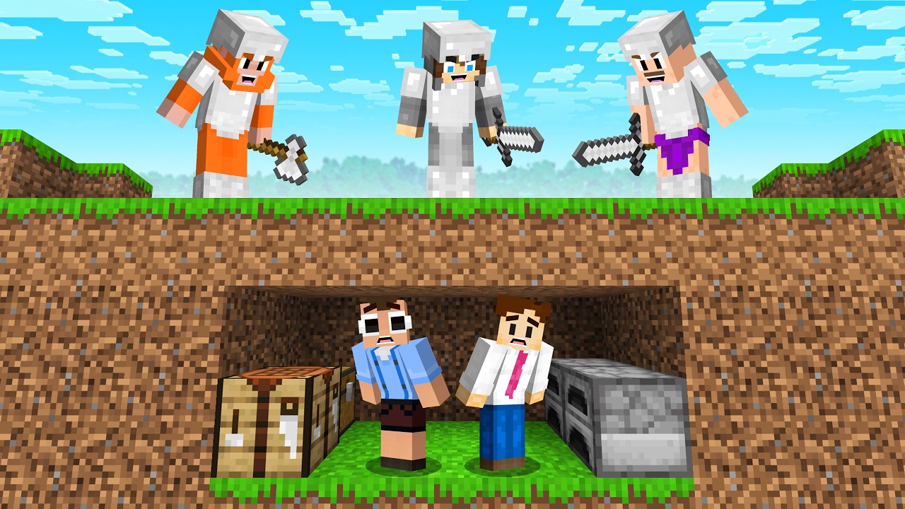 2 Noob Speedrunners vs 3 Pro Hunters in Minecraft...