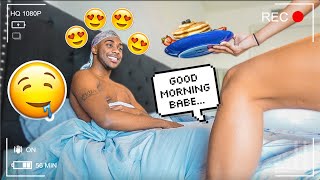SERVING MY BOYFRIEND BREAKFAST WHILE WEARING NO CLOTHES... *CUTE REACTION*
